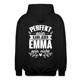 Emma - Perfekt Sein Kann Jeder Emma Sein Nicht - Unisex Kapuzenjacke - Schwarz - Hinten - AI Model Male 185 light (185cm)