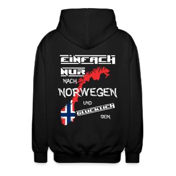 Einfach nur nach Norwegen - Unisex Kapuzenjacke - Schwarz - Hinten - AI Model Male 185 light (185cm)