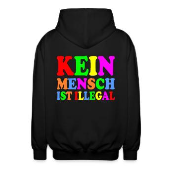 Kein mensch ist illegal - Unisex Kapuzenjacke - Schwarz - Hinten - AI Model Male 185 light (185cm)