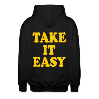 Take it easy - Unisex Kapuzenjacke - Schwarz - Hinten - AI Model Male 185 light (185cm)