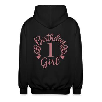 1. Geburtstag Mädchen, 1 Jahr altes Geschenk für Kinder - Unisex Kapuzenjacke - Schwarz - Hinten - AI Model Male 185 light (185cm)