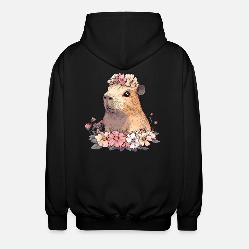 Fleurs Capybara - Veste à capuche unisexe - noir