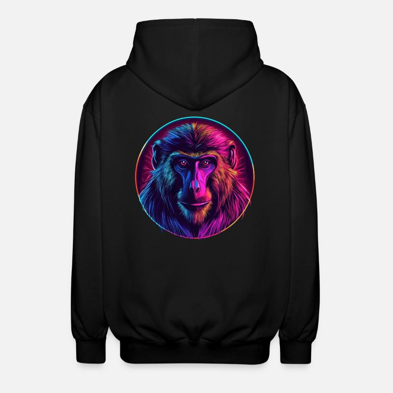 Neon Mandrill Affe - Unisex Kapuzenjacke - Schwarz