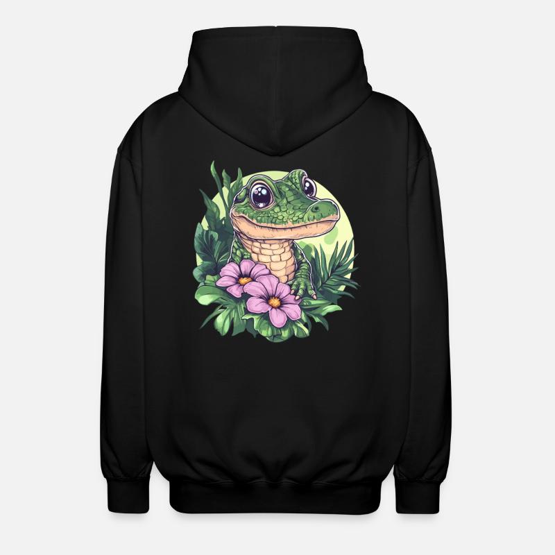 Crocodile in the jungle - Unisex Hooded Jacket - black