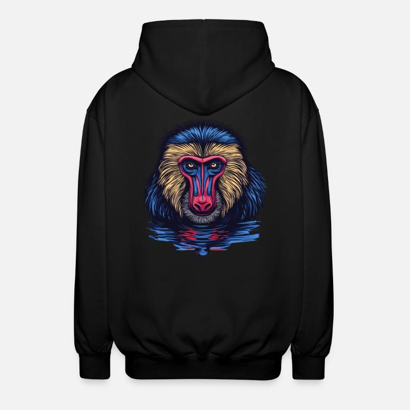 Mandrill Affe im Spiegel - Unisex Kapuzenjacke - Schwarz