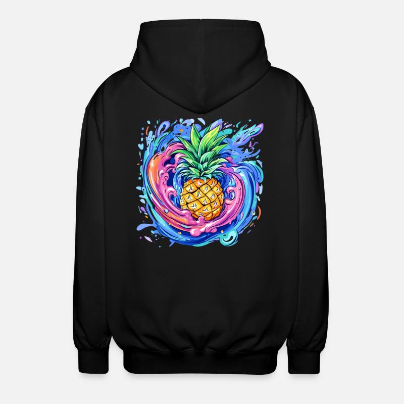 Ananas mit Farbspritzer - Unisex Kapuzenjacke - Schwarz