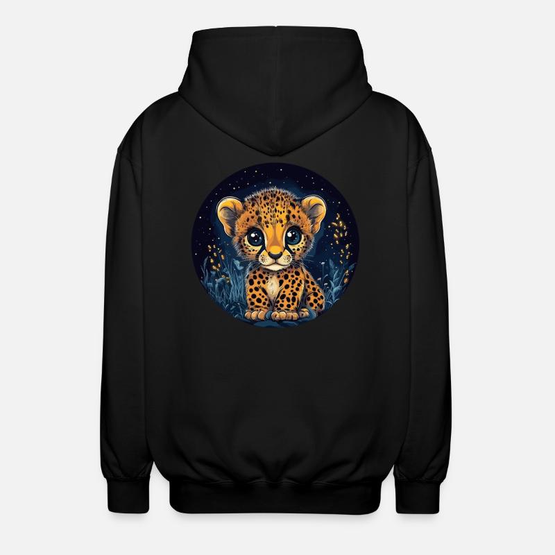Bébé guépard la nuit - Veste à capuche unisexe - noir
