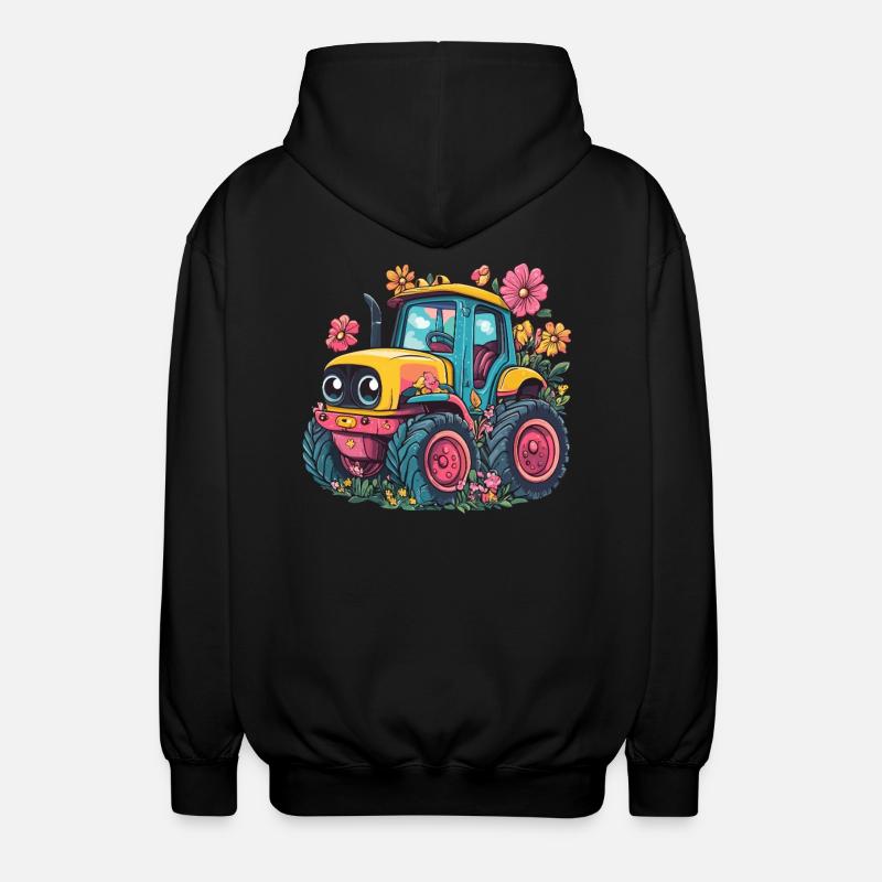 tracteur à fleurs joyeux - Veste à capuche unisexe - noir
