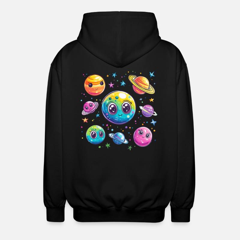 Sweet planets in space - Unisex Hooded Jacket - black