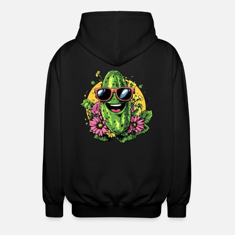 Coole Gurke mit Sonnenbrille - Unisex Kapuzenjacke - Schwarz