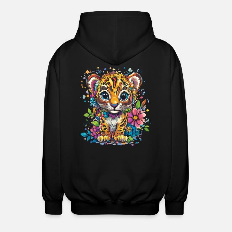 Petit léopard à fleurs - Veste à capuche unisexe - noir