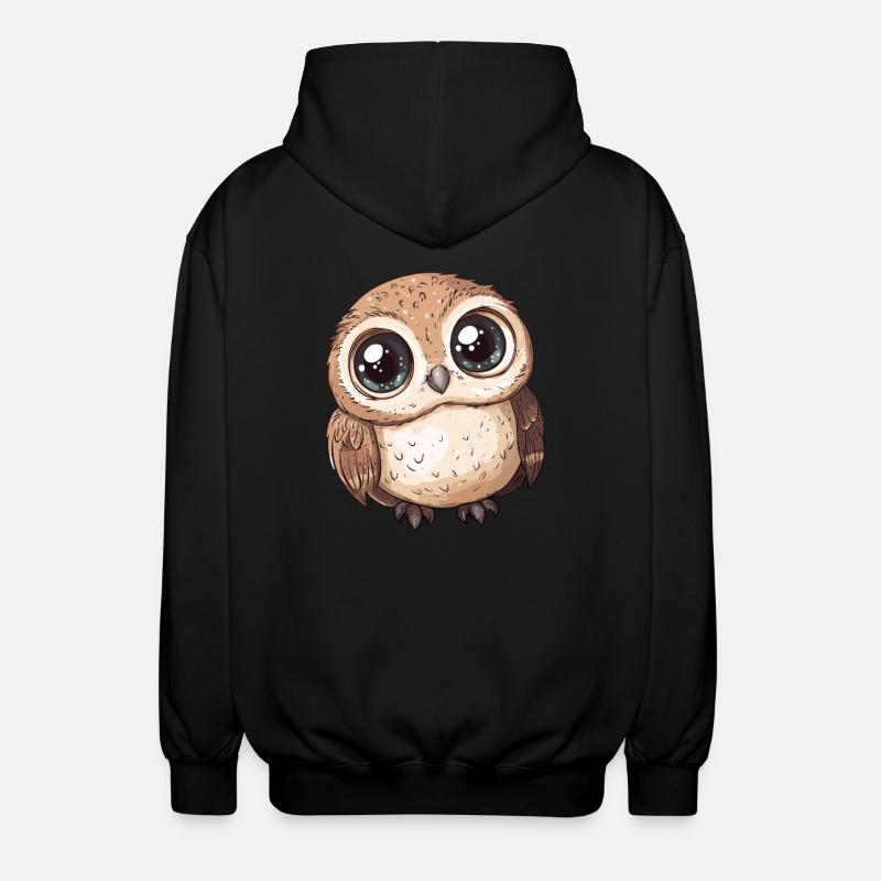 Süße große Eule - Unisex Kapuzenjacke - Schwarz