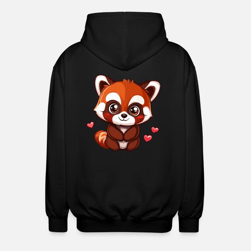 Süßer Roter Panda mit Herzen - Unisex Kapuzenjacke - Schwarz