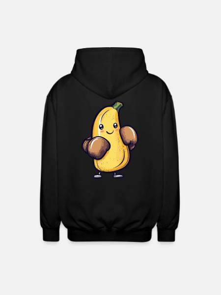 Boxende Banane - Unisex Kapuzenjacke - Schwarz