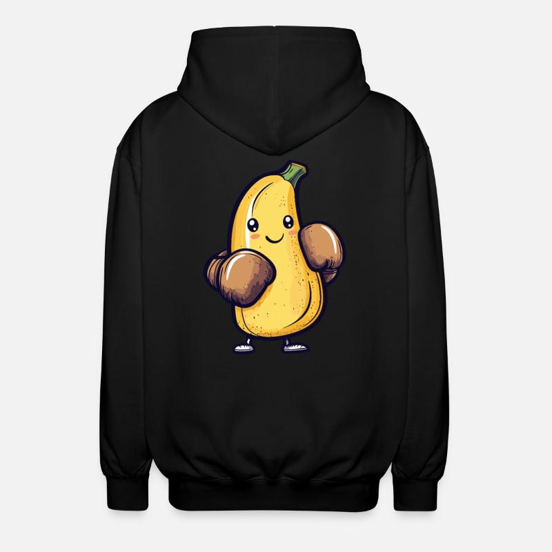 Boxende Banane - Unisex Kapuzenjacke - Schwarz