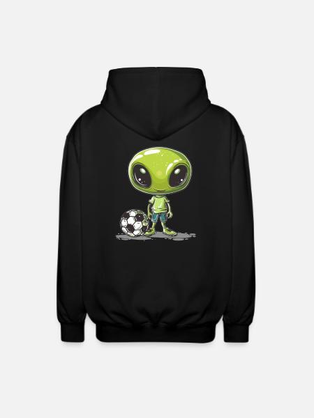 Soccer Alien Buddy - Unisex Hooded Jacket - black