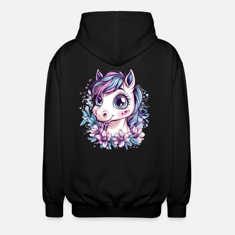 Frange avec des fleurs - Veste à capuche unisexe - noir