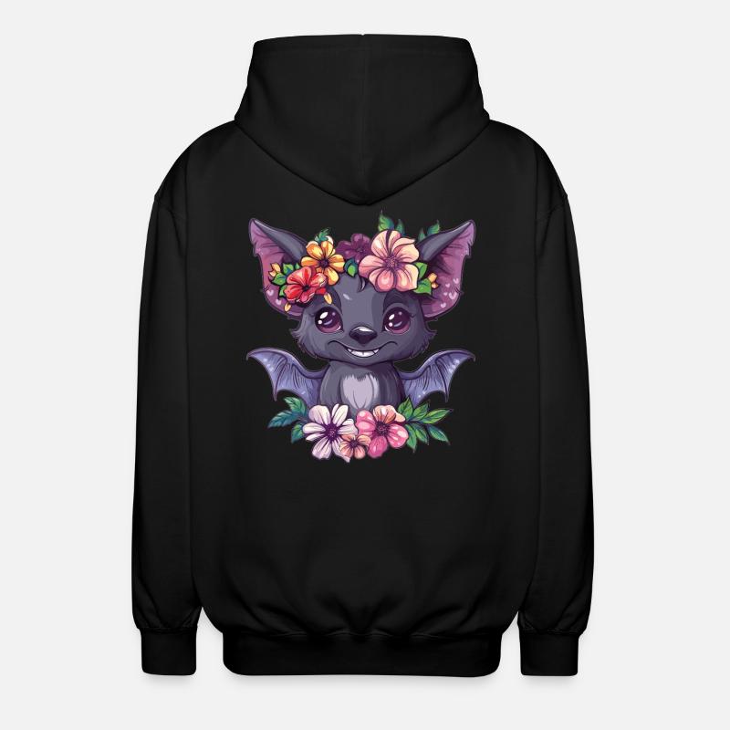 Chauve-souris fleur avec sourire - Veste à capuche unisexe - noir