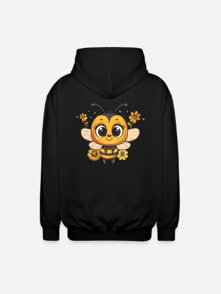 Flower bee with charm - Unisex Hooded Jacket - black