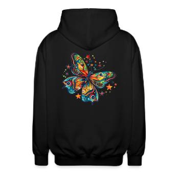 Sternenschmetterling Fantasie - Unisex Kapuzenjacke - Schwarz - Hinten - AI Model Male 185 light (185cm)