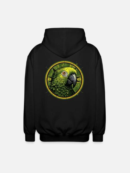 Green Parrot Head - Unisex Hooded Jacket - black