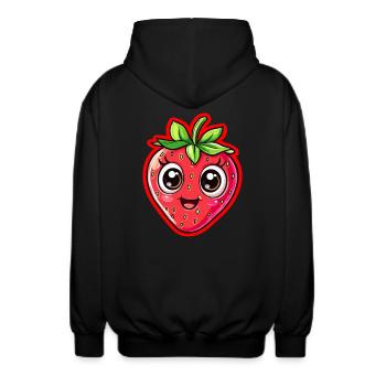 Visage de fraise heureux - Veste à capuche unisexe - noir - Dos - AI Model Male 185 light (185cm)