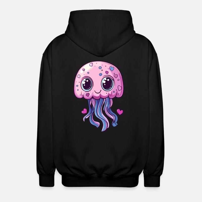 Méduse Kawaii Rose - Veste à capuche unisexe - noir