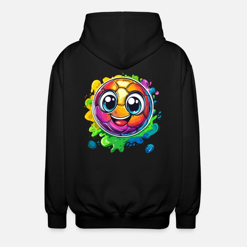 Bunter Fußball mit Gesicht - Unisex Kapuzenjacke - Schwarz