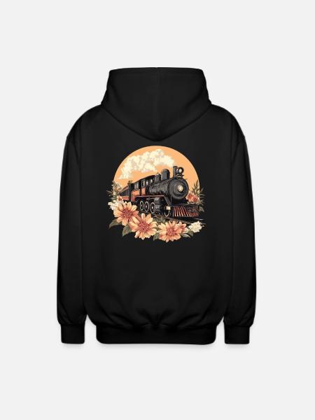 Gammelt tog med blomster - Unisex hættejakke. - sort