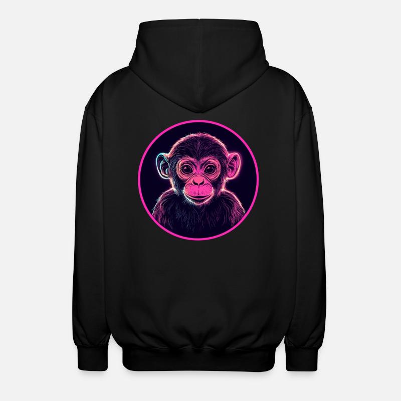 Niedlicher Neon Affe - Unisex Kapuzenjacke - Schwarz