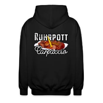 Currywurst Ruhrpott Carpaccio Bratwurst Geschenk - Unisex Kapuzenjacke - Schwarz - Hinten - AI Model Male 185 light (185cm)