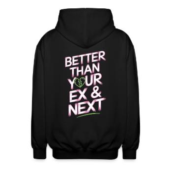 Better Than Your Ex & Next Breakup Single Party - Unisex Hooded Jacket - black - Back - AI Model Male 185 light (185cm)