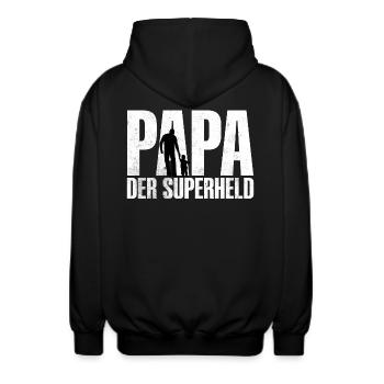 PAPA DER SUPERHELD Schön, dass es dich gibt! - Unisex Kapuzenjacke - Schwarz - Hinten - AI Model Male 185 light (185cm)