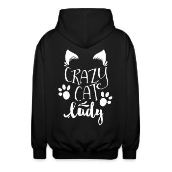 Crazy Cat Lady Shirt - Unisex Hooded Jacket - black - Back - AI Model Male 185 light (185cm)