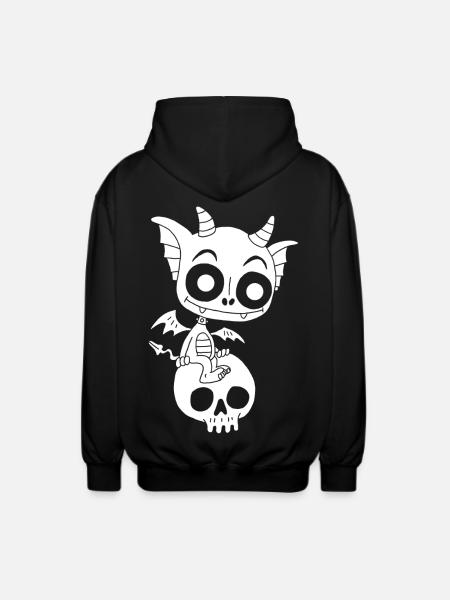 Little White Demon Rests - Unisex Hooded Jacket - black