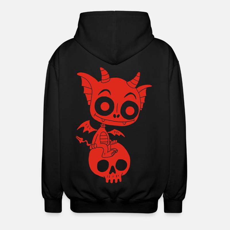 Kleiner roter Dämon ruht - Unisex Kapuzenjacke - Schwarz