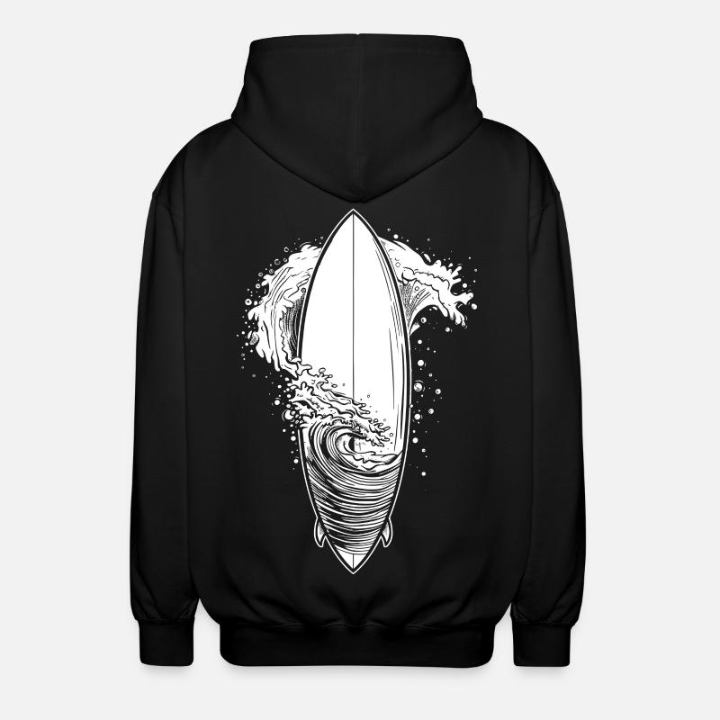 Croquis de planche de surf - Veste à capuche unisexe - noir