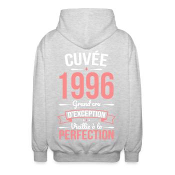 1996 – Aged to perfection - Unisex Hooded Jacket - light heather grey - Back - AI Model Male 185 light (185cm)