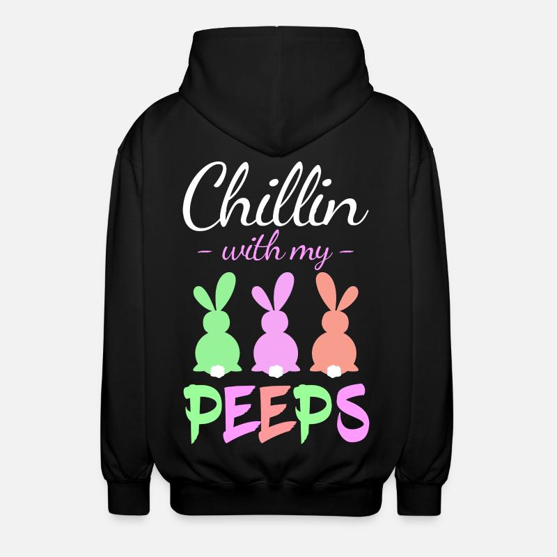 Chillin avec Peeps Pastel Bunnies - Veste à capuche unisexe - noir
