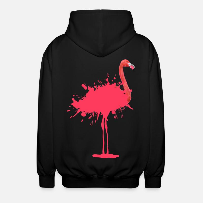 Flamingo - Farbklecks - Unisex Kapuzenjacke - Schwarz
