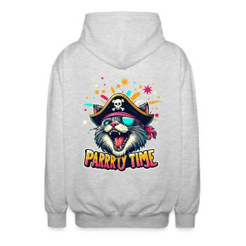 Carnaval Chat Pirate Costume Fête Temps Cologne Alaaf - Veste à capuche unisexe - gris clair chiné - Dos - AI Model Male 185 light (185cm)