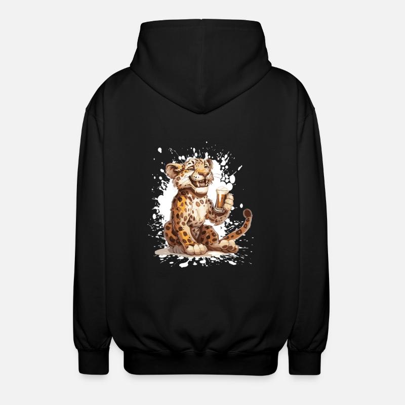Leopard Bier Lustig - Unisex Kapuzenjacke - Schwarz