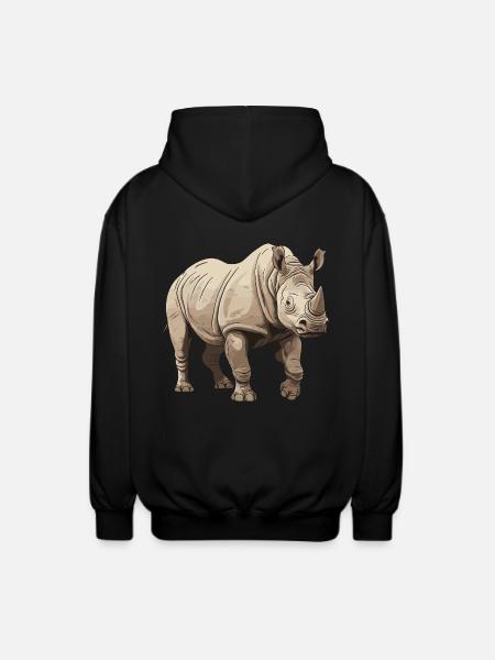 Nashorn Tier - Unisex Kapuzenjacke - Schwarz