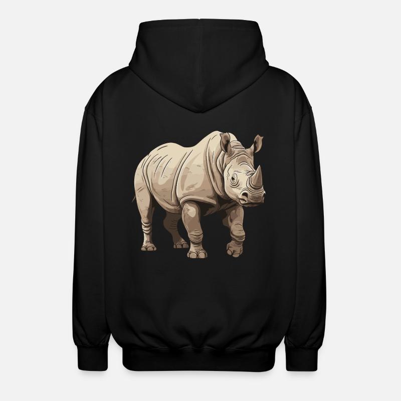 Nashorn Tier - Unisex Kapuzenjacke - Schwarz