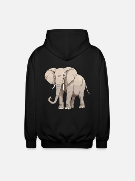Elephant Animal - Unisex Hooded Jacket - black