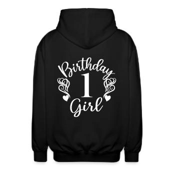 1. Geburtstag Mädchen, 1 Jahr altes Geschenk für Kinder - Unisex Kapuzenjacke - Schwarz - Hinten - AI Model Male 185 light (185cm)