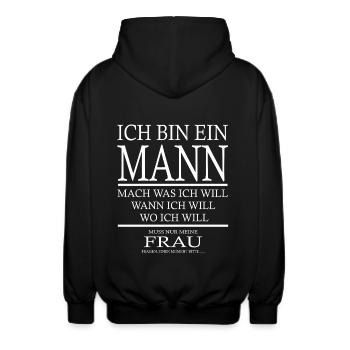 Fun Sprüche - Funny Mann Spruch Witzig Lustig - Unisex Kapuzenjacke - Schwarz - Hinten - AI Model Male 185 light (185cm)