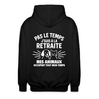 Retraite & animaux idée cadeau retraite - Veste à capuche unisexe - noir - Dos - AI Model Male 185 light (185cm)