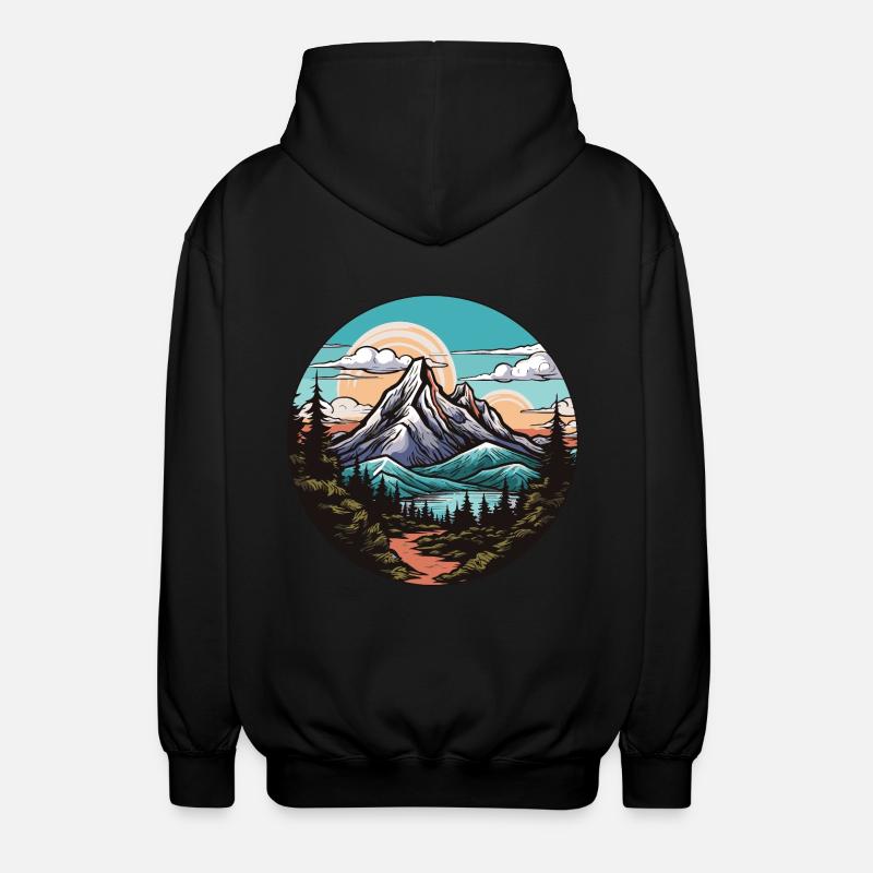 Berge Landschaft - Unisex Kapuzenjacke - Schwarz