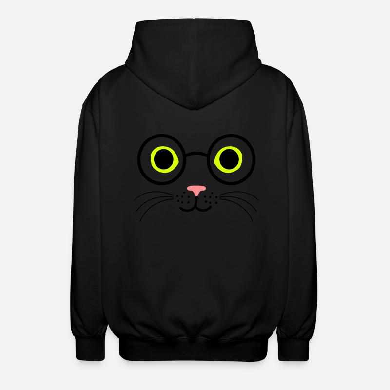 Katze Brille - Unisex Kapuzenjacke - Schwarz